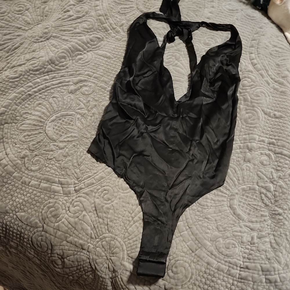 Stylish Black Halter Bodysuit